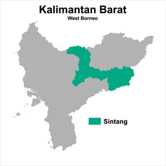 vector map of  Sintang administrative boundaries Regency, West Kalimantan, Indonesia. can be used for presentations, business, analysis, regional profiles and others