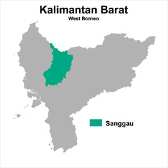 vector map of Sanggau administrative boundaries Regency, West Kalimantan, Indonesia. can be used for presentations, business, analysis, regional profiles and others