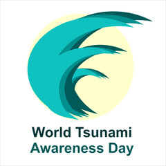 World Tsunami Awareness Day Typography vector illustration with Tsunami icon design. Good template for Tsunami or Disaster design and logo. white