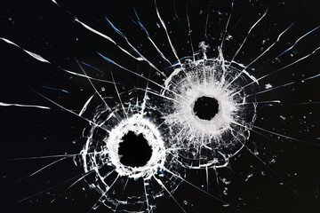 bullets holes broken glass background authentic realistic