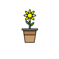 illustration vector graphic of sun flower on pot ,good for your project