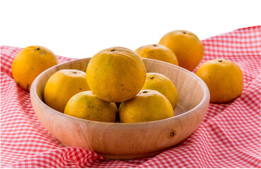bowl of orange fruit isolated and save as to PNG file