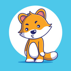 Cute Shiba Inu Dog Running Cartoon Vector Icon Illustration