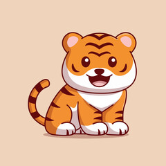 Cute tiger Cartoon Vector Icon Illustration