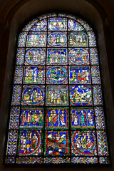 Mittelalterliches Glasfenster, Kathedrale von Canterbury, Canterbury, Kent, England, Großbritannien