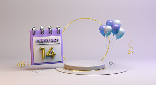 Celebration 14 February with balloon and podium background