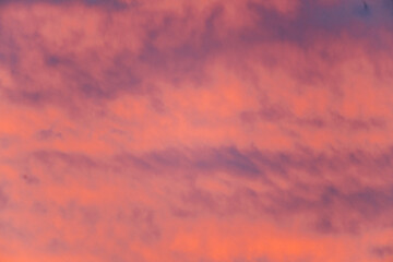 Beautiful colored clouds during the sunset on a summer evening
