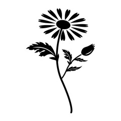 Fototapeta na wymiar illustration vector graphic of chamomile flower Black and White in a white background. Perfect for icon, symbol, tattoo, screen printing, etc.