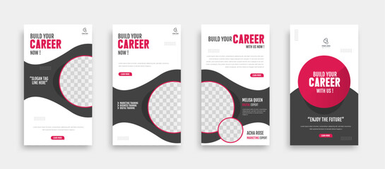 set of Creative career social media post and story banner for promotions. web banner vector illustration