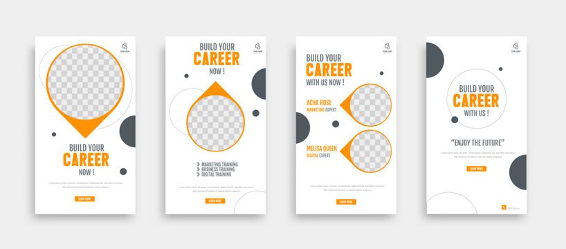 set of Creative career social media post and story banner for promotions. web banner vector illustration