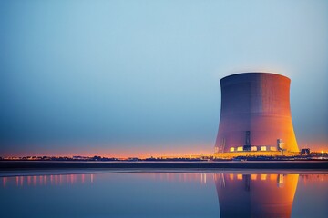 Midjourney render of nuclear power plant