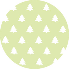 circle with cut out christmas trees on color background
