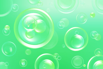 Hyaluronic acid hair and skin solutions ad, green collagen serum drop with cosmetic advertising background ready to use, illustration vector.