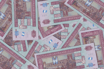 Fototapeta premium Paper money from Guatemala. Guatemalan quetzal. Close up banknotes from Guatemala. Guatemalan currency 