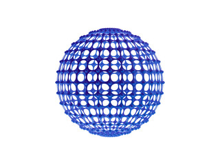 3d holographic geometric shape wireframe sphere. Metal simple figure for your design on isolated background. 3d rendering illustration.