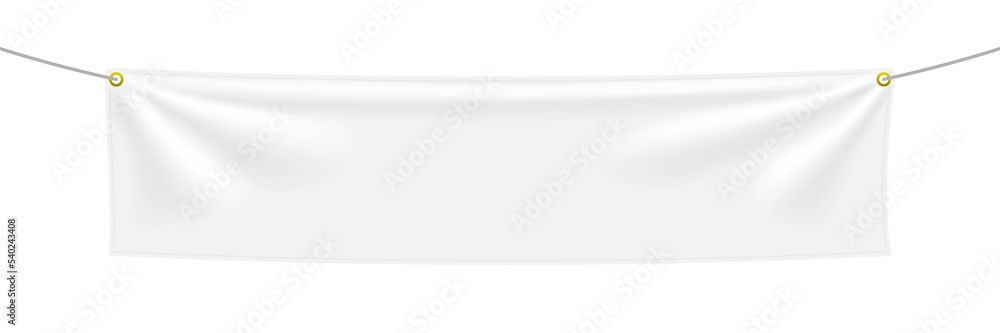 Wall mural white textile banner with folds, png isolated on transparent background