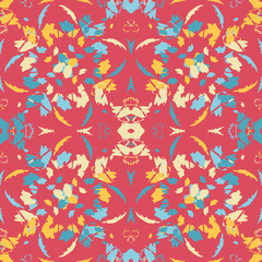 Fototapeta premium Seamless fractal pattern in vector format for printed fabrics or any other purposes. Every object is grouped base on color so the pattern is editable, tileable and easy to use.