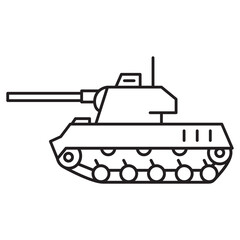 Obraz premium Military modern tank icon vehicle vector line icon.Outline vector illustration. Isolated on white background.