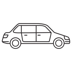 Car line icon.Outline sedan vector sign sedan.Vehicle symbol.Transportation simple style.Isolated on white background. Vector flat illustration.