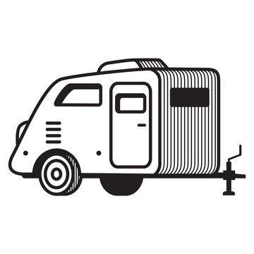 recommend clip art: Camping design. RV trailer icon. Vintage travel.Road trip.Isolated on white background. Outline vector illustration.