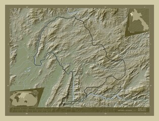 Fototapeta premium Bokeo, Laos. Labelled points of cities
