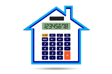 Concept of mortgage loan with calculator