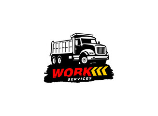 Dump truck logo vector for construction company. Heavy equipment template vector illustration for your brand. © D'Graphic Studio
