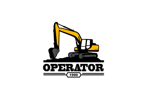 Excavator logo vector for construction company. Heavy equipment template vector illustration for your brand.
