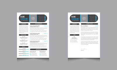 Creative Resume Layout with Black Header Vector Templates for Business Job Applications