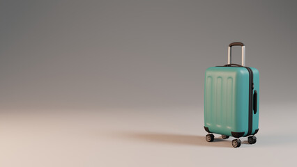 3d model of a suitcase. 3d vacation concept with suitcase and place for text. Travel time. 3d poster for travel agency design. Immigration around the world, concept 3d. Checking luggage at the airport