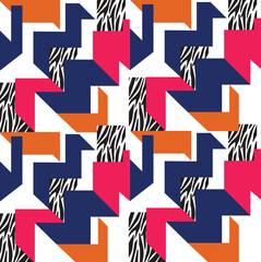 Vector zebra and leopard seamless geometric pattern design with stripes. fashion animal print.