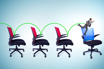 Promotion concept with office chairs and businessman