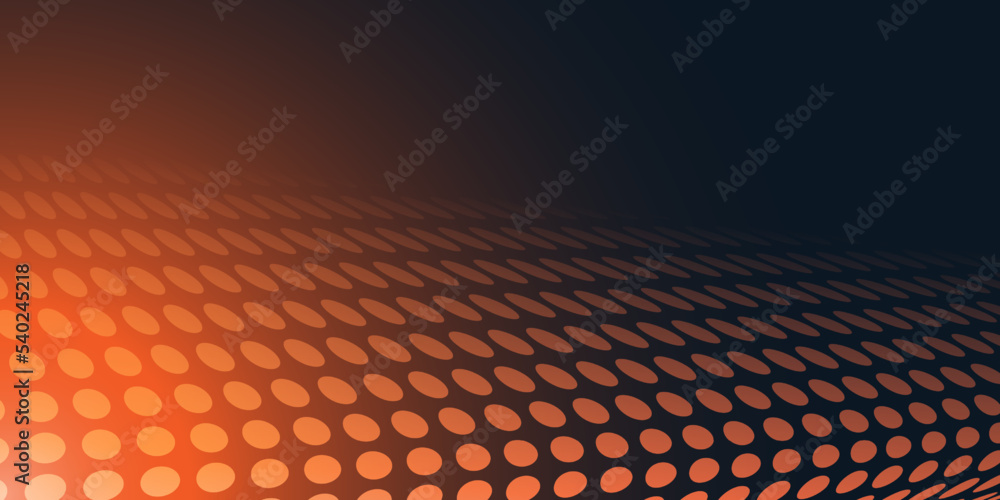 Poster brown and red wavy spotted pattern, 3d curving round transparent lit surface - abstract futuristic m