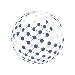Global Networks - Grey Transparent Polygonal Globe Design, Connected Nodes - IT, Technology, Telecommunications Template Isolated on White Background - Vector Illustration