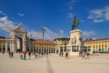 Fototapeta premium Lisbon, Portugal. Praça do Comercio (Commerce Square), one of the main landmarks in Lisbon. Sunny day