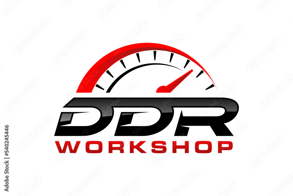 Wall mural Speedometer logo for automotive workshop garage