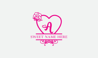 Love logo sign letters with name and valentines day and dating logo vector. love and heart monogram for love romantic passion or wedding day design.
