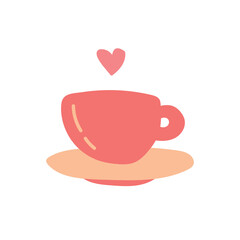 Obraz premium Cup with hot tea or coffee. Hand drawn colored trendy Vector isolated illustration. Cartoon style. Flat design. Print, poster, logo, social media icon template for your own design