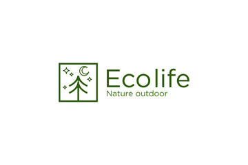 Plant nature green logo design organic farming icon symbol growing company pine spruce trunk tree