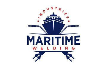 Shipyard welding logo design industrial ship manufacture ship building dockyard emblem metal work