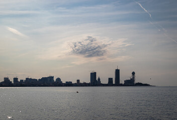 Beautiful cityscape view of Batumi, Black Sea port of Batumi, capital of Adjara