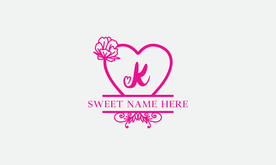 Love logo sign letters with name and valentines day and dating logo vector. love and heart monogram for love romantic passion or wedding day design.