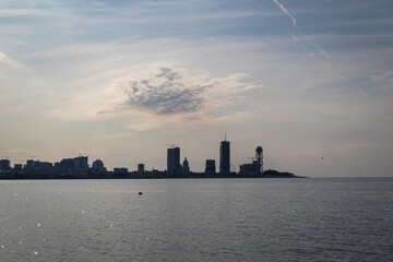 Beautiful cityscape view of Batumi, Black Sea port of Batumi, capital of Adjara