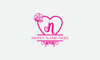Love logo sign letters with name and valentines day and dating logo vector. love and heart monogram for love romantic passion or wedding day design.