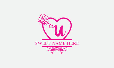 Love logo sign letters with name and valentines day and dating logo vector. love and heart monogram for love romantic passion or wedding day design.