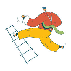 Businessman climbing up ladder