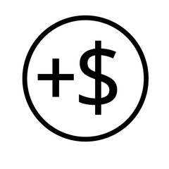 Dollar symbol with plus sign , add currency dollar icon 