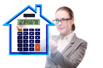 Concept of mortgage loan with calculator