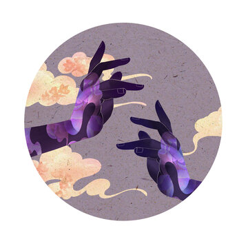 Hands touching, self-reflection, self-growth, zen, digital illustration, transparent background