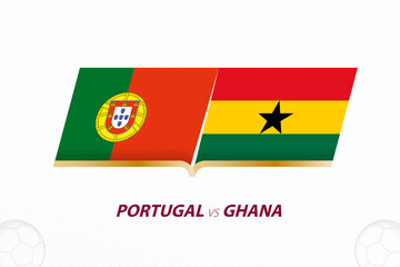 Fototapeta premium Portugal vs Ghana in Football Competition, Group A. Versus icon on Football background.